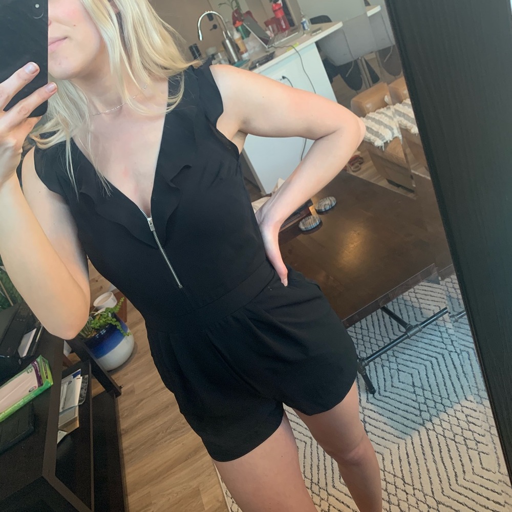 EXPRESS black ruffle romper